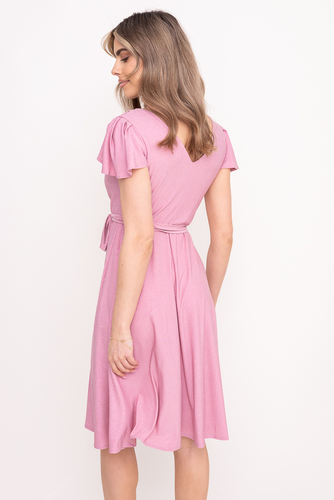 Robe en brocart rose poudré