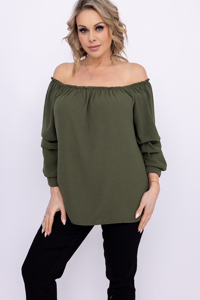 Khaki Bluzka z marszczonymi rękawami LURIGO