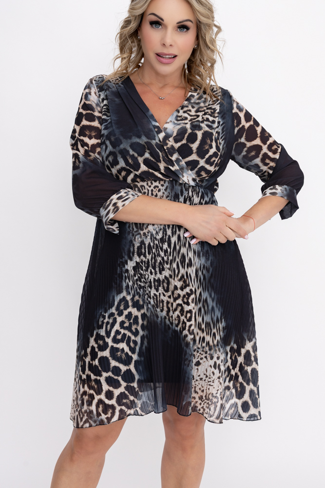 Vestido de gasa plisada Estampado 2