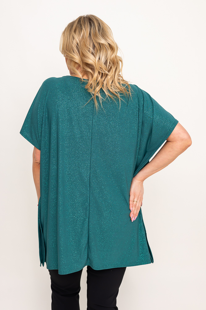 Blouse en brocart vert bouteille