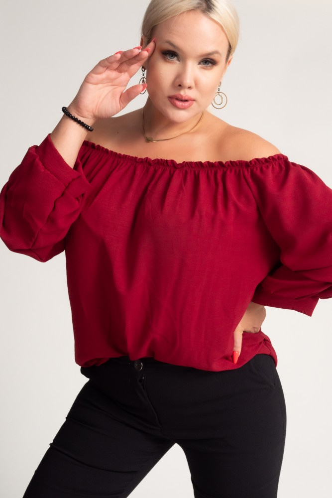 Maroon Blouse with crinkle sleeves NANSI