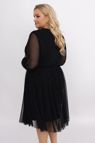  Czarna Sukienka siateczkowa z dżetami