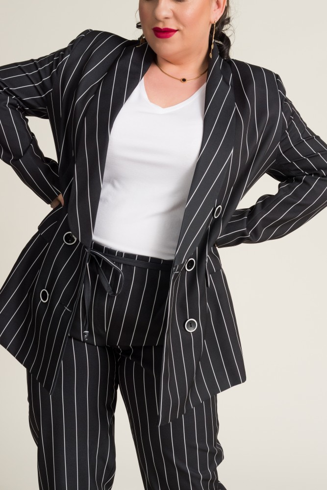 Black and White TEQUILA Striped Double-breasted Suit