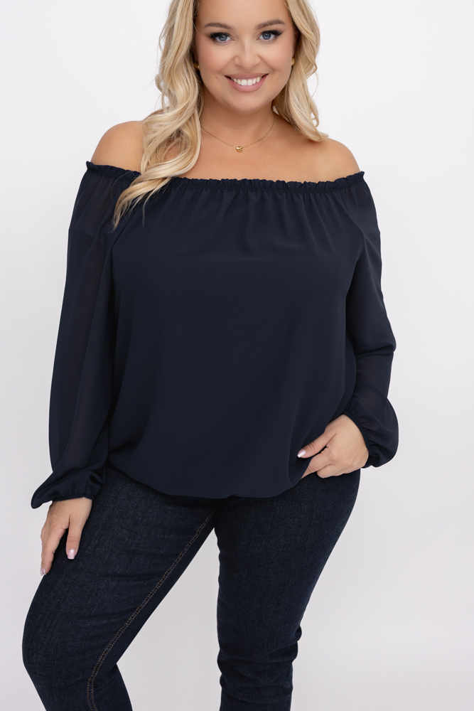 Marineblå chiffongbluse