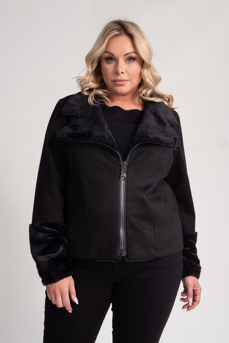 Chaqueta de piel de oveja negra