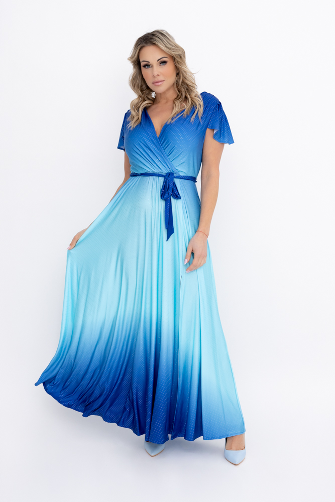 Robe en brocart bleuet