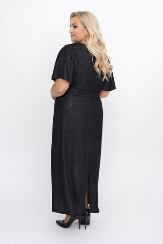  Чорна блискуча максі-сукня