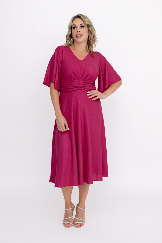 Vestido Amaranto Glitter con arrugas