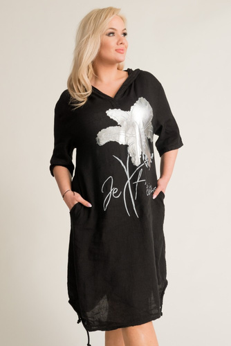 Black FLAXI Hooded Dress