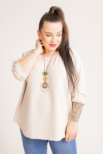 Beige Blouse with Pendant