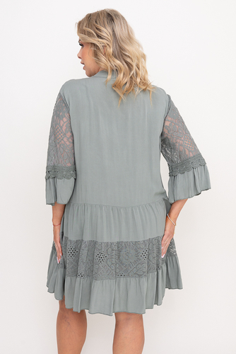 Besticktes Kleid in Olive