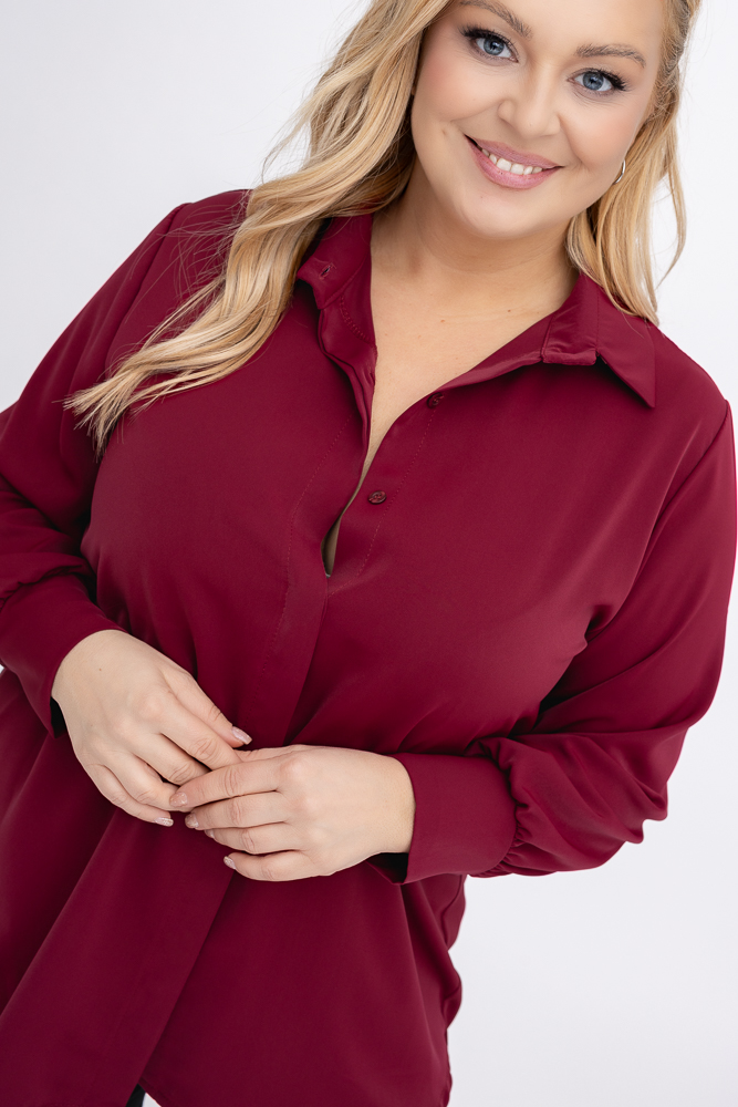 Bordowa Koszula satynowa