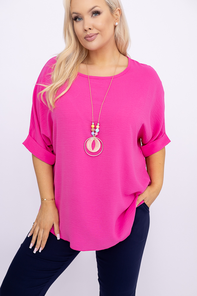 Różowa Bluzka z wisiorkiem BELUCIO
