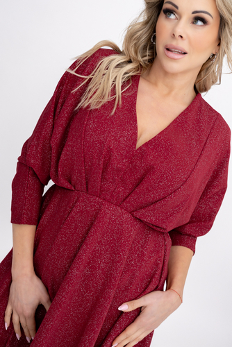 Bordowa Sukienka błyszcząca