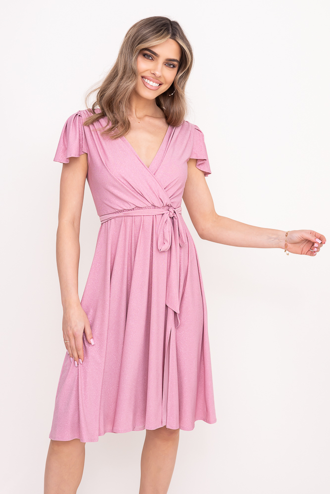 Robe en brocart rose poudré
