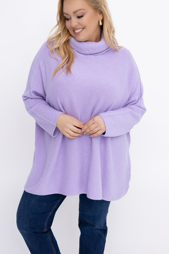 Liliowy Sweter z golfem