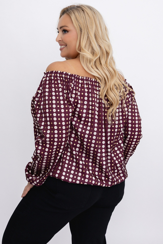 Bordowa satynowa Bluzka Wzór 1