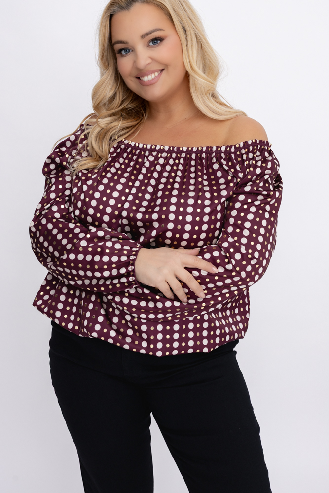 Bordowa satynowa Bluzka Wzór 1