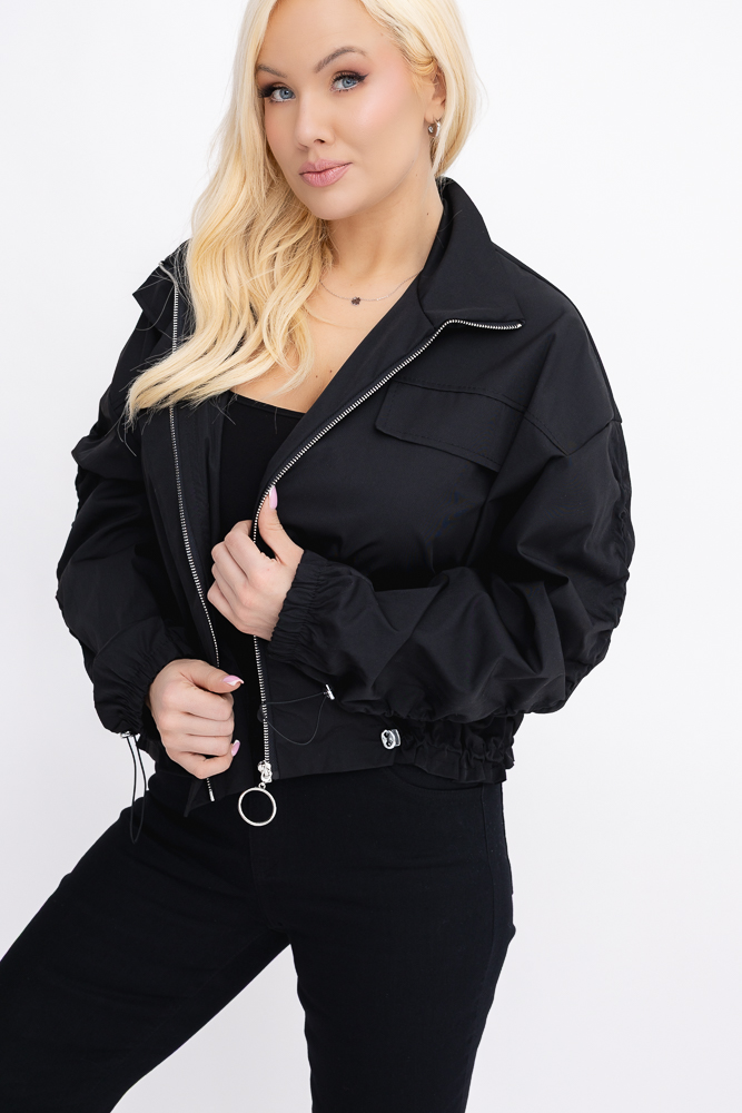 Czarna Kurtka z marszczeniami VASTI