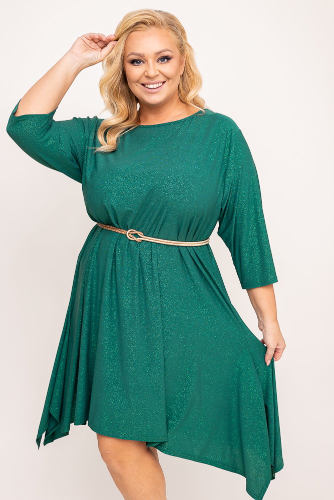Rochie asimetrică verde sticlă