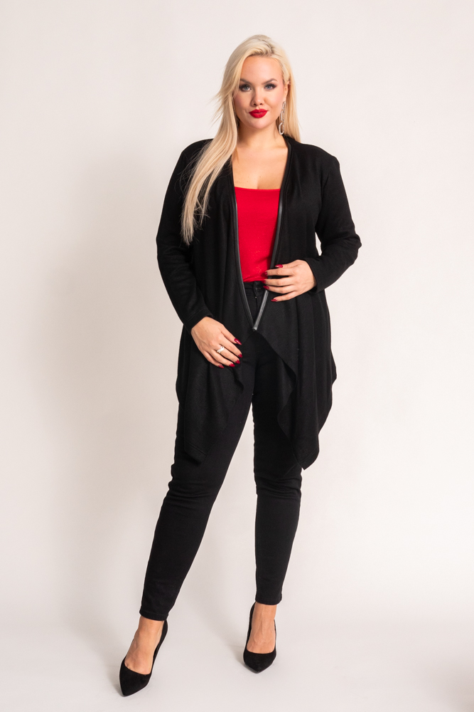  Svart asymmetrisk cardigan
