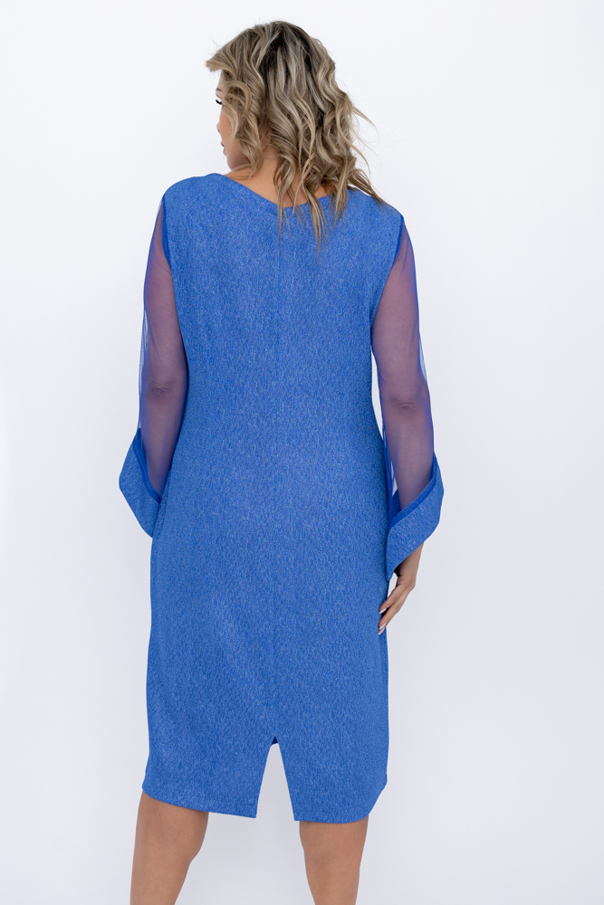 Blue Glitter Dress with see-through sleeves 