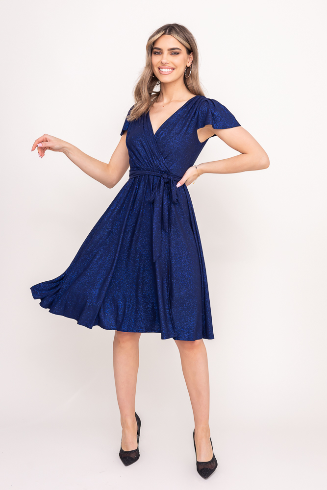 Vestido brocado azul marino