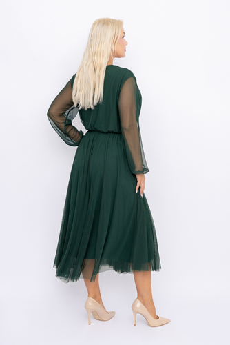 Flaschengrünes Mesh-Kleid