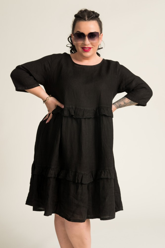 Black GAFFE Linen Dress