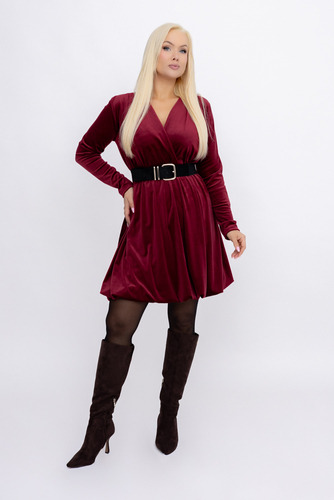Bordowa Sukienka welurowa