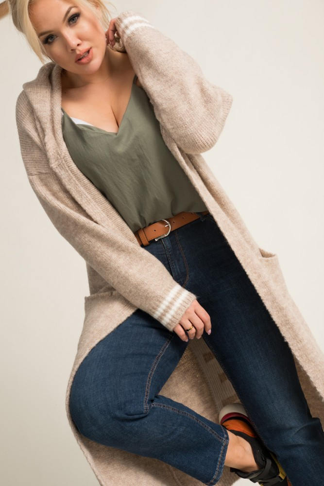 Beige Hooded Cardigan SMILY