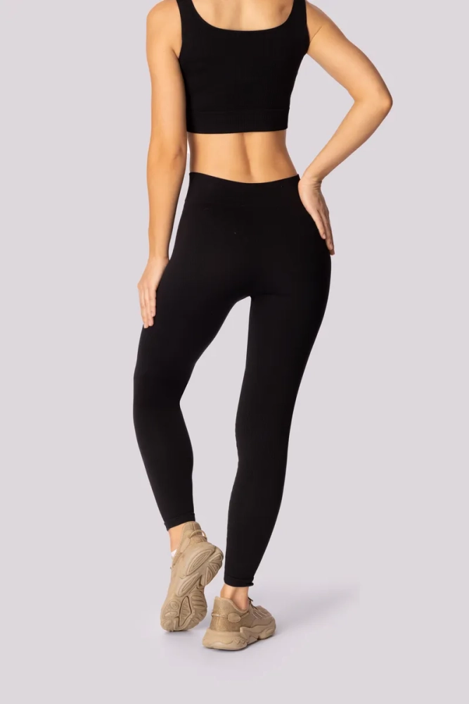 Leggings rayés noirs