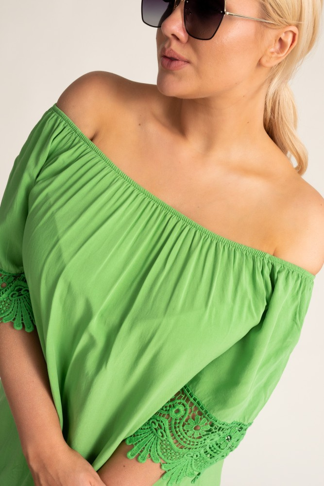 Light green Blouse with embroidery BERGAMO