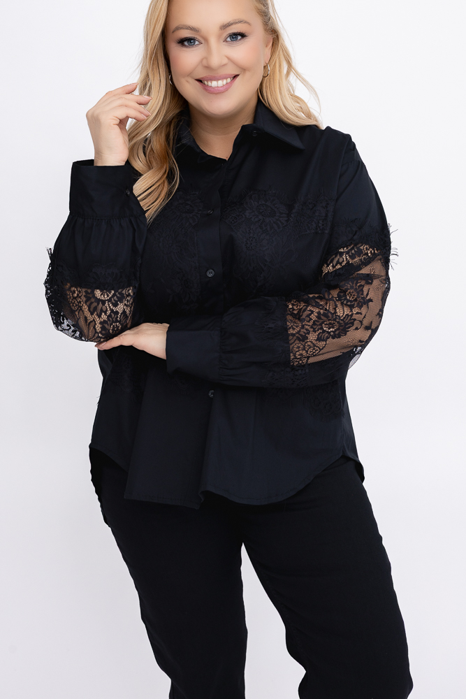 Czarna Koszula z koronką