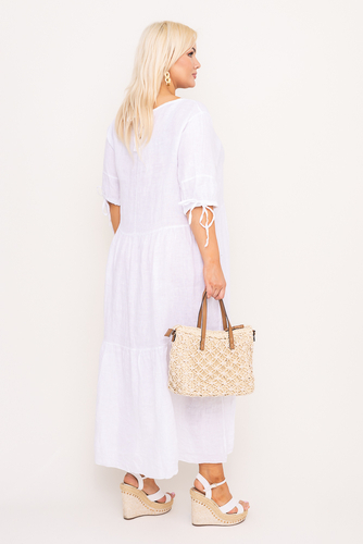  Biała Sukienka lniana TRESIA