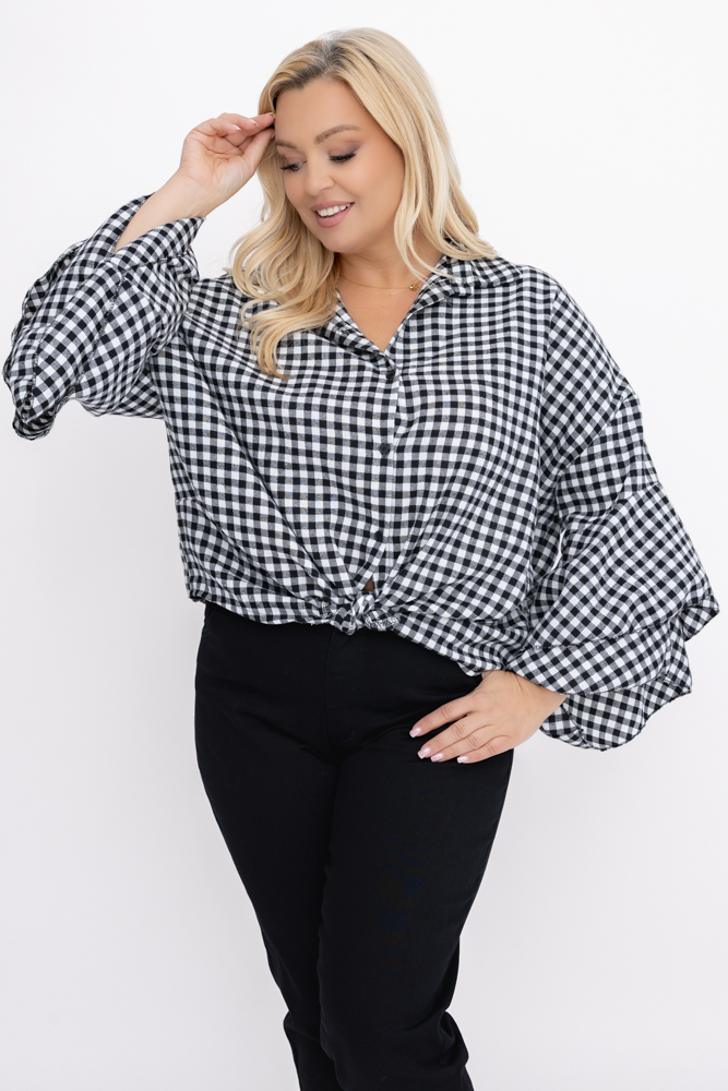 Camisa con volantes en las mangas Estampado 1