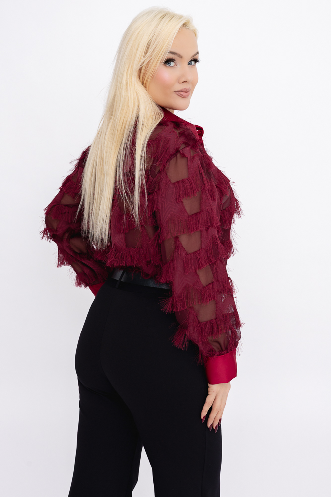 Bordowa Koszula prześwitująca