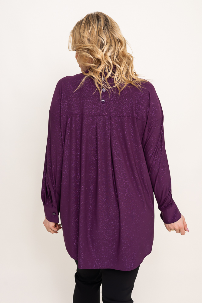 Lilla oversize brokadeskjorte