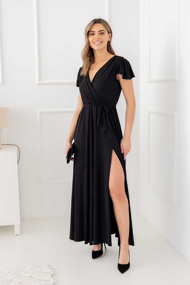 Vestido brocado negro