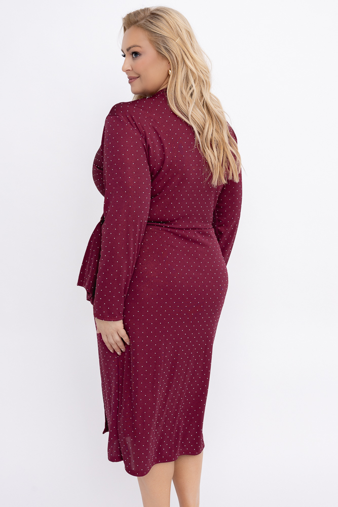 Bordowa Sukienka z dżetami