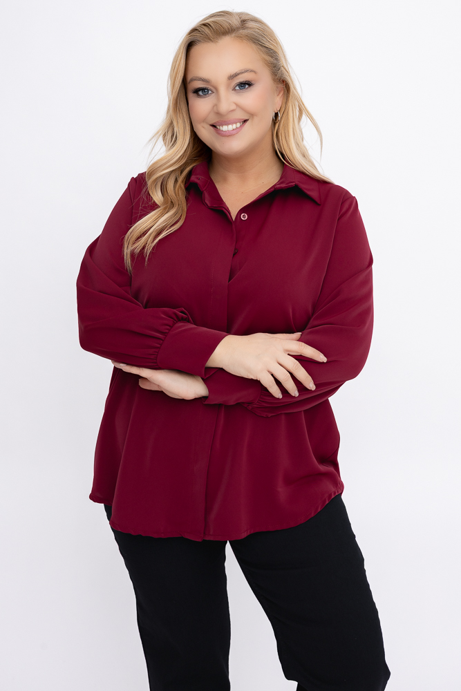 Bordowa Koszula satynowa