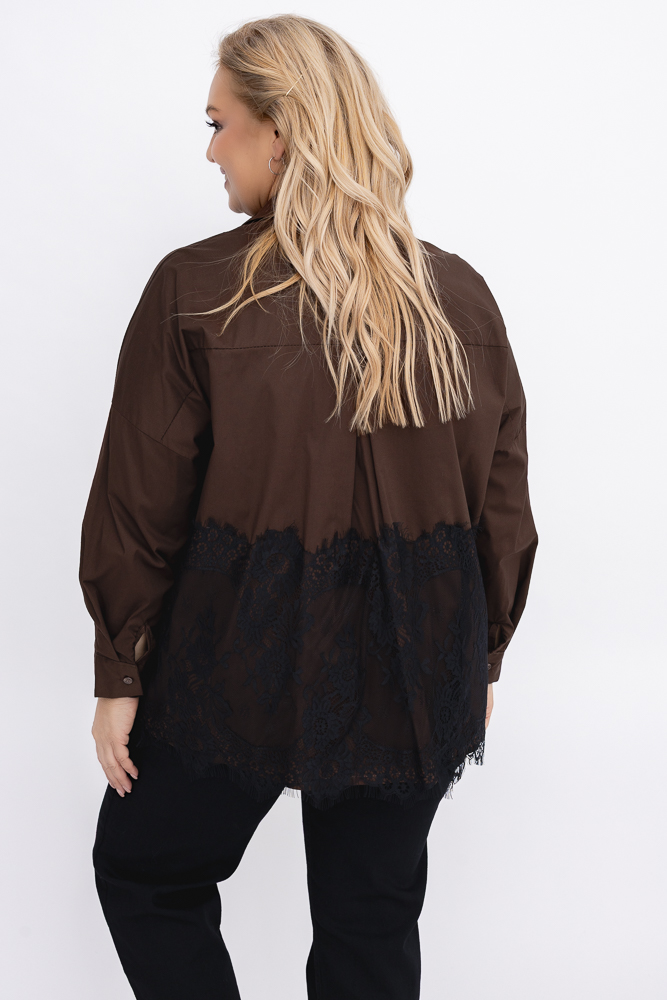 Czekoladowa Koszula z koronką
