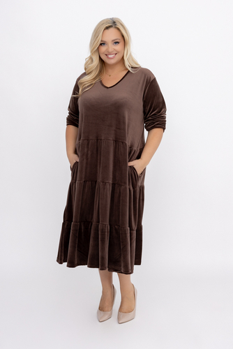 Rochie din velur de ciocolată