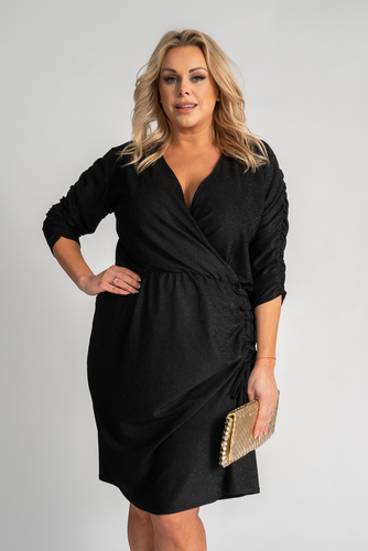 Czarna Sukienka z marszczeniem