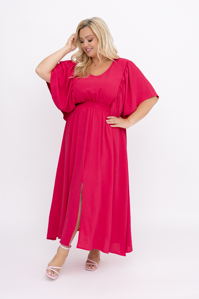 Vestido frambuesa arrugado