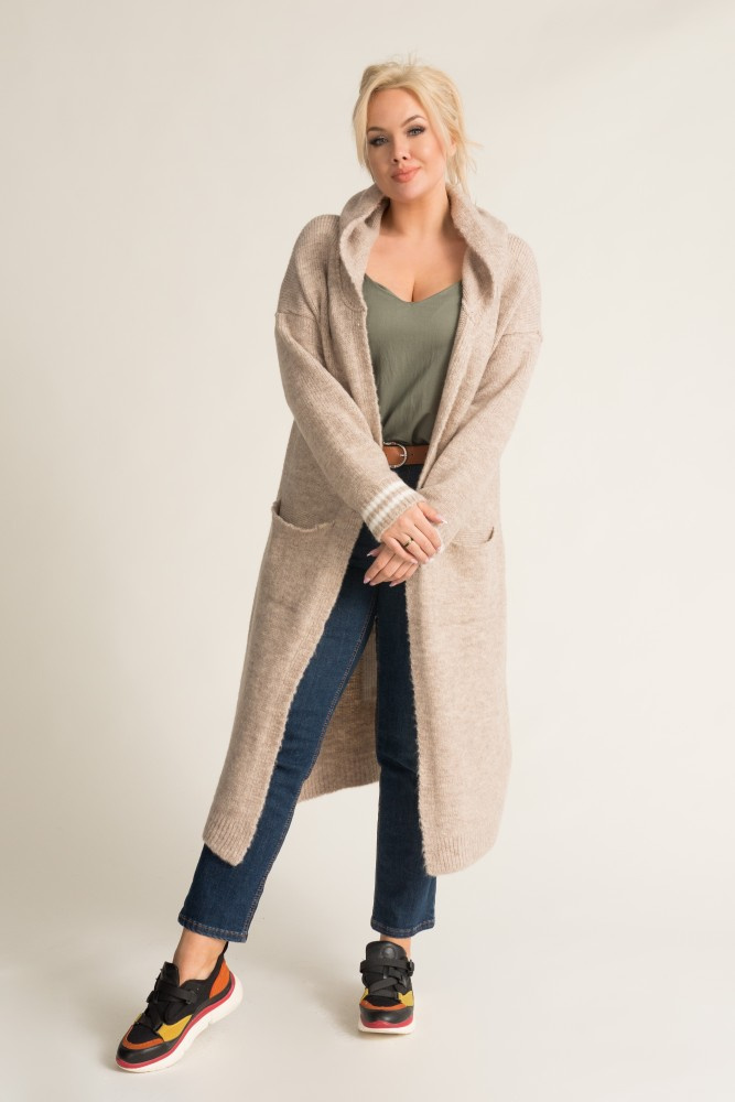 Beige Hooded Cardigan SMILY