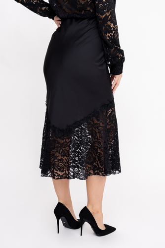  Czarna Spódnica satynowa