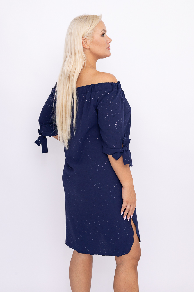 Marineblaues Brokatkleid
