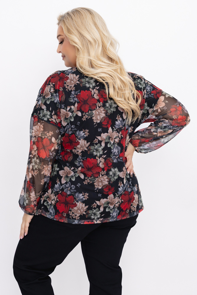 Blomstret nettingbluse