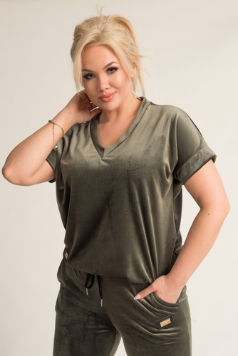 Khaki Komplet welurowy MILKIN